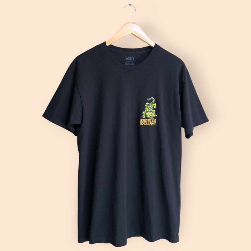 VANS Off The Wall Classic Fit Alligator Graphic Cotton T-shirt Black MENS Medium